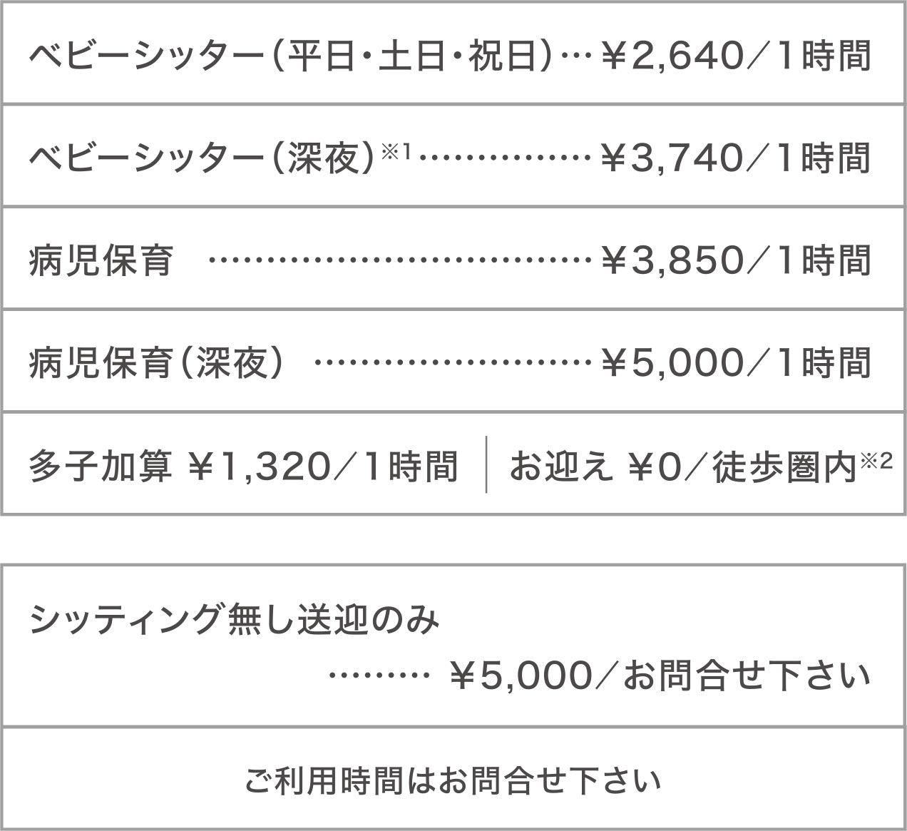 ご利用料金